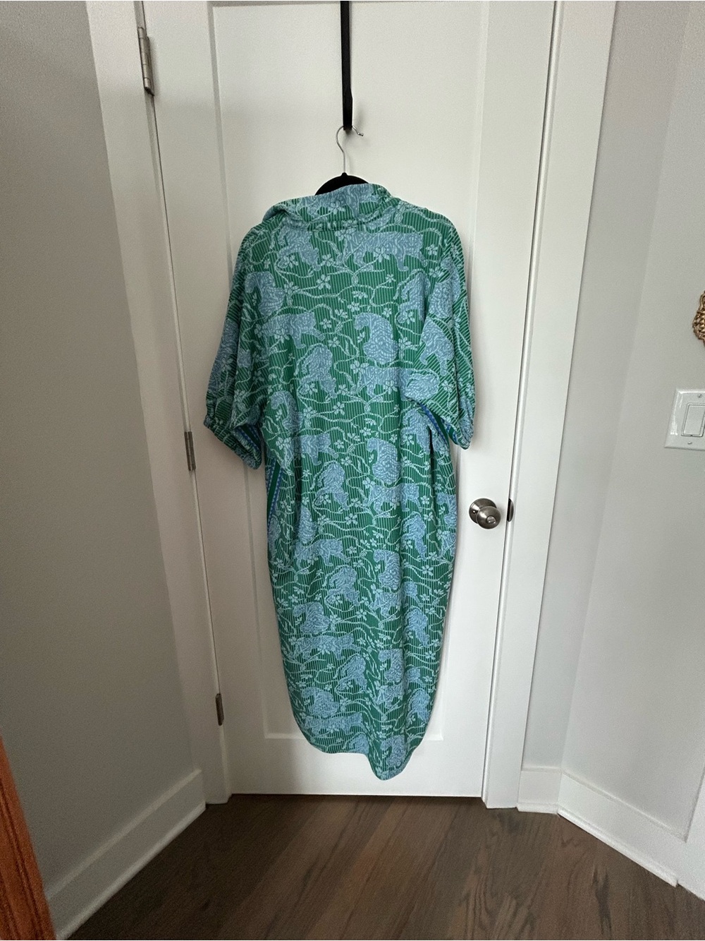 Green Printed Midi Dress with Blue Paisley Motif - Picture 2 of 3